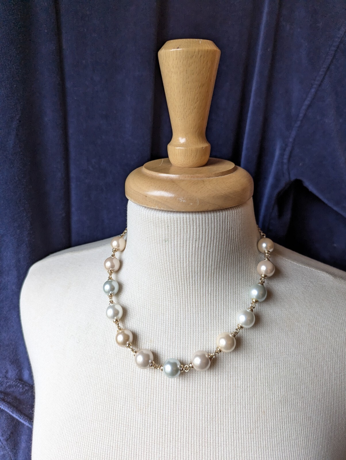Classic MONET Chunky Multi Color Faux Pastel Pearl Choker 16″ Necklace