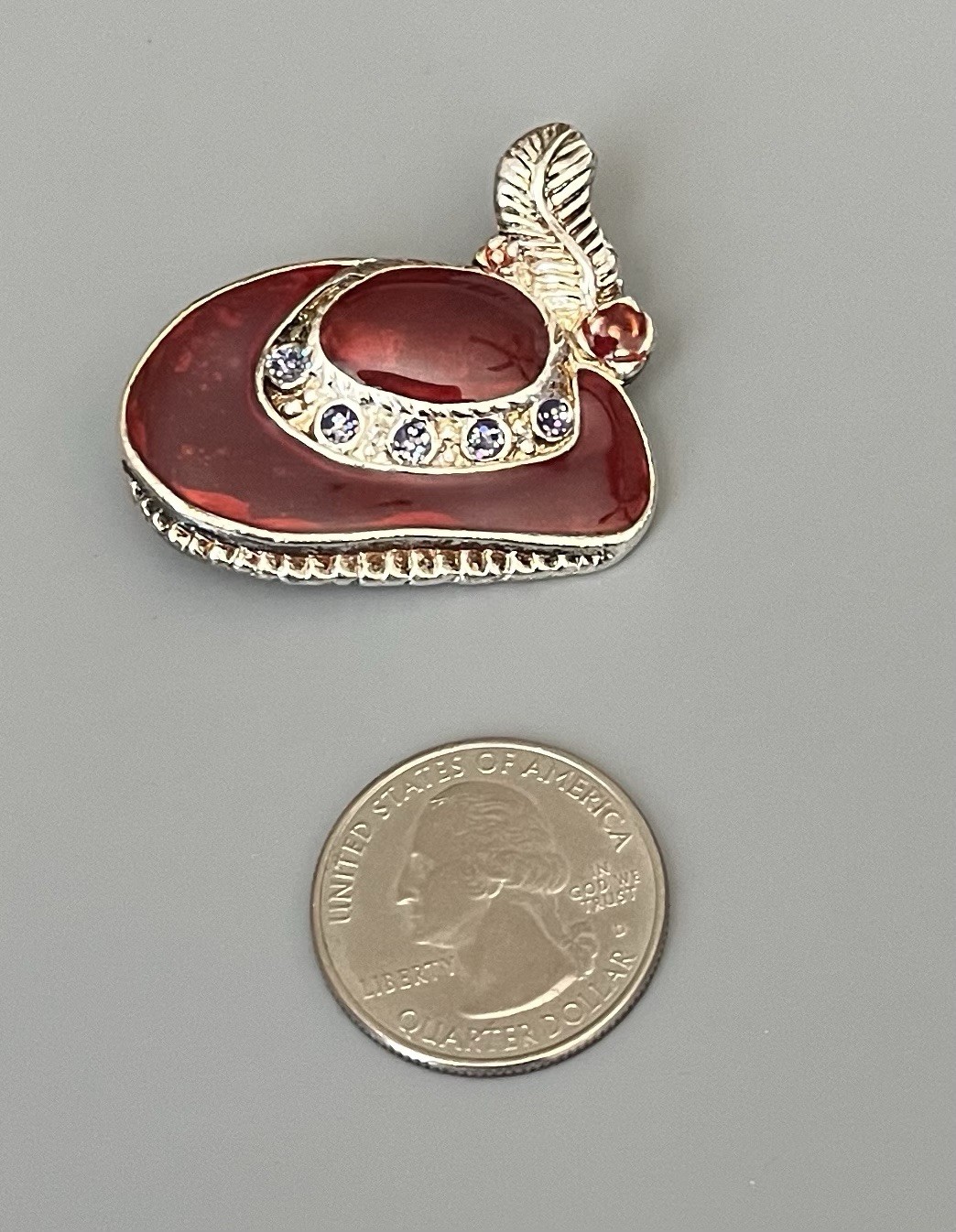 Red Hat Society Brooch Red Enamel “Sass With Class” Sterling Silver Finish New