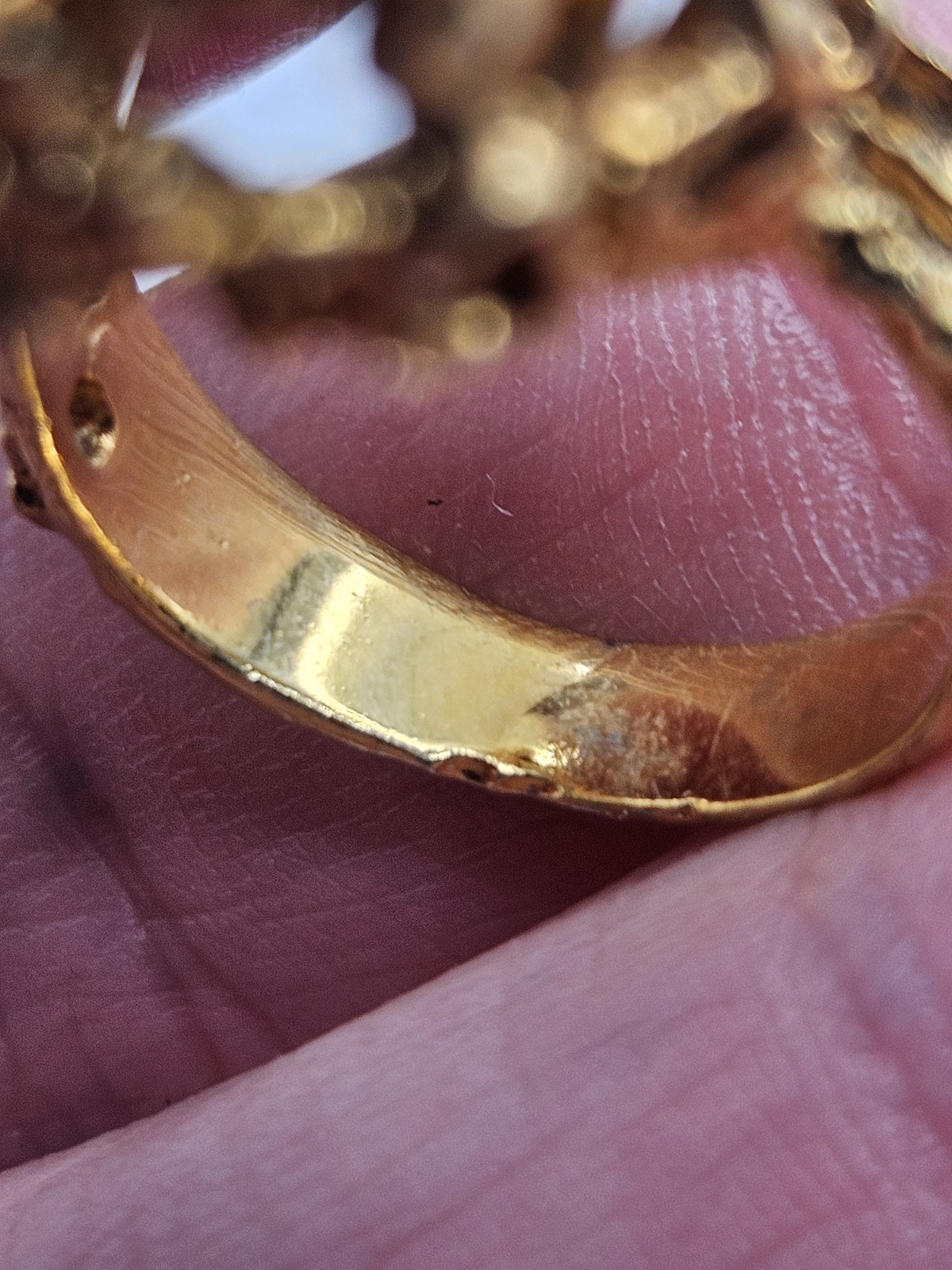 Vintage Modernist Brutalist Gold Tone Finish Over Brass Chunky Ring Size 6