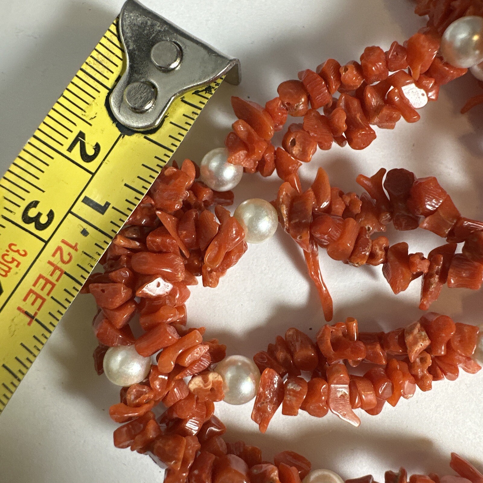 Vintage 24 Inch Genuine Coral And Pearl Necklace