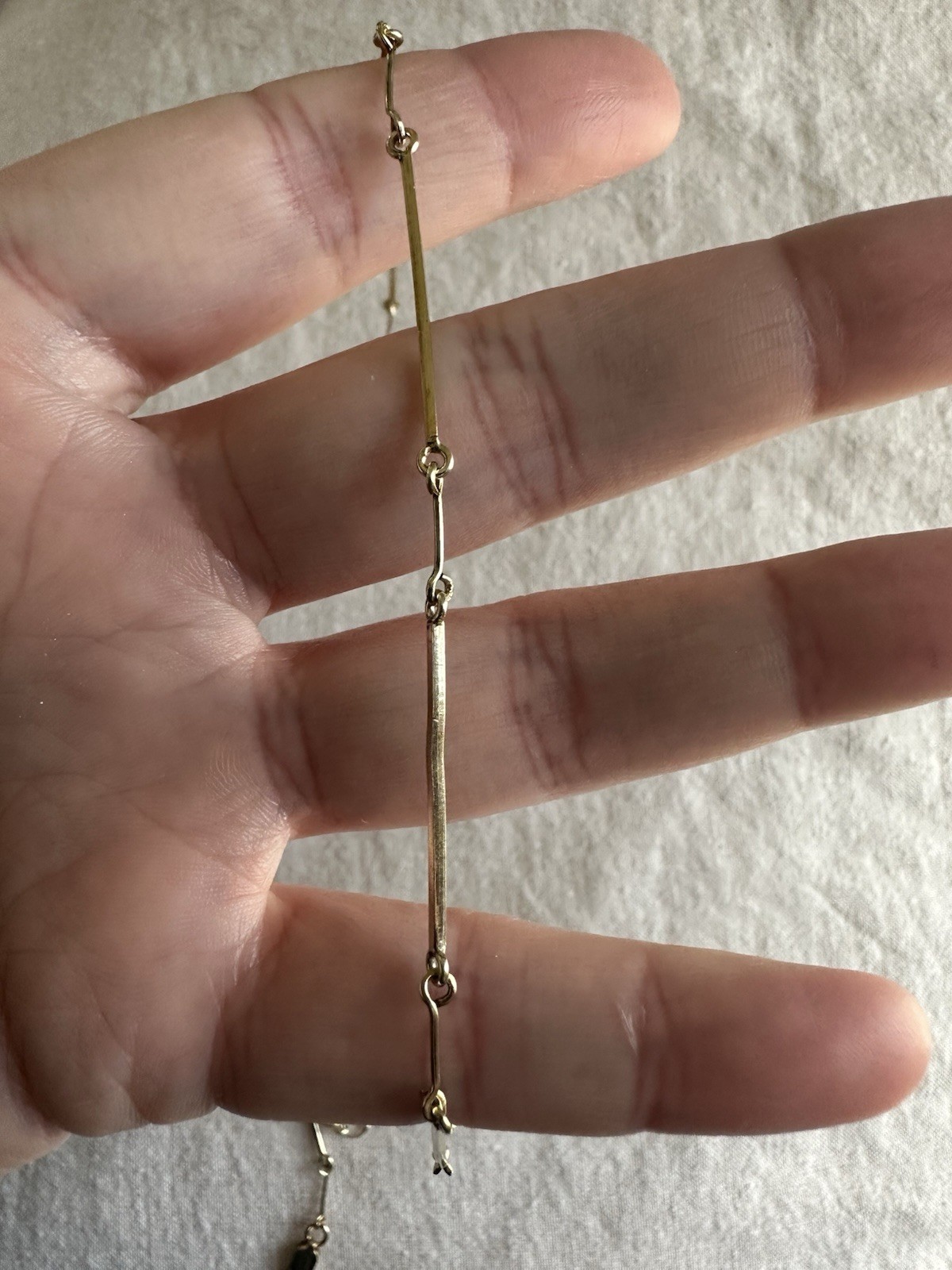 Vintage 10K Yellow Gold Bar Link Long Chain, 32 Inches