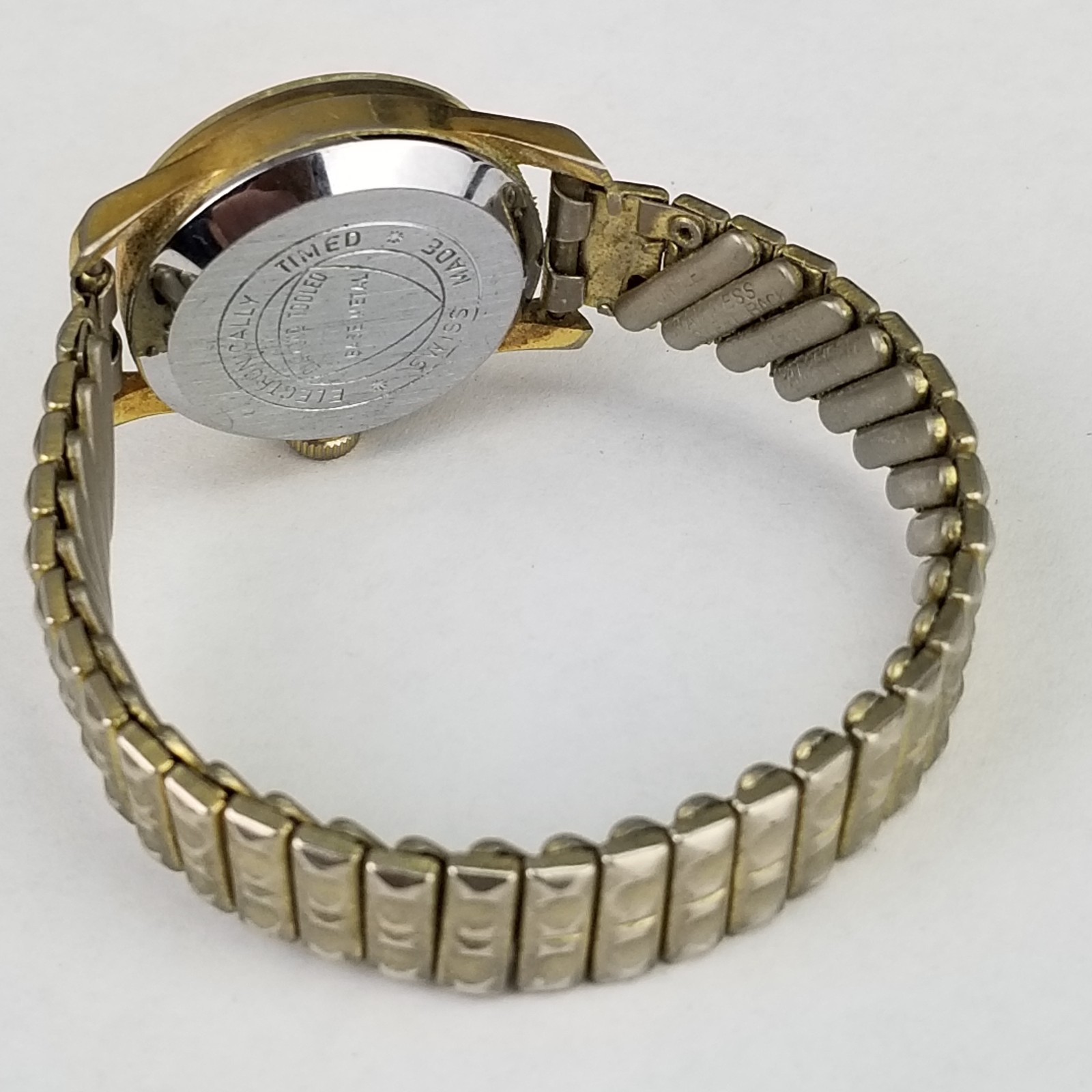 Vintage Manson hand wind womens ladies watch gold tone WORKING diamond tooled