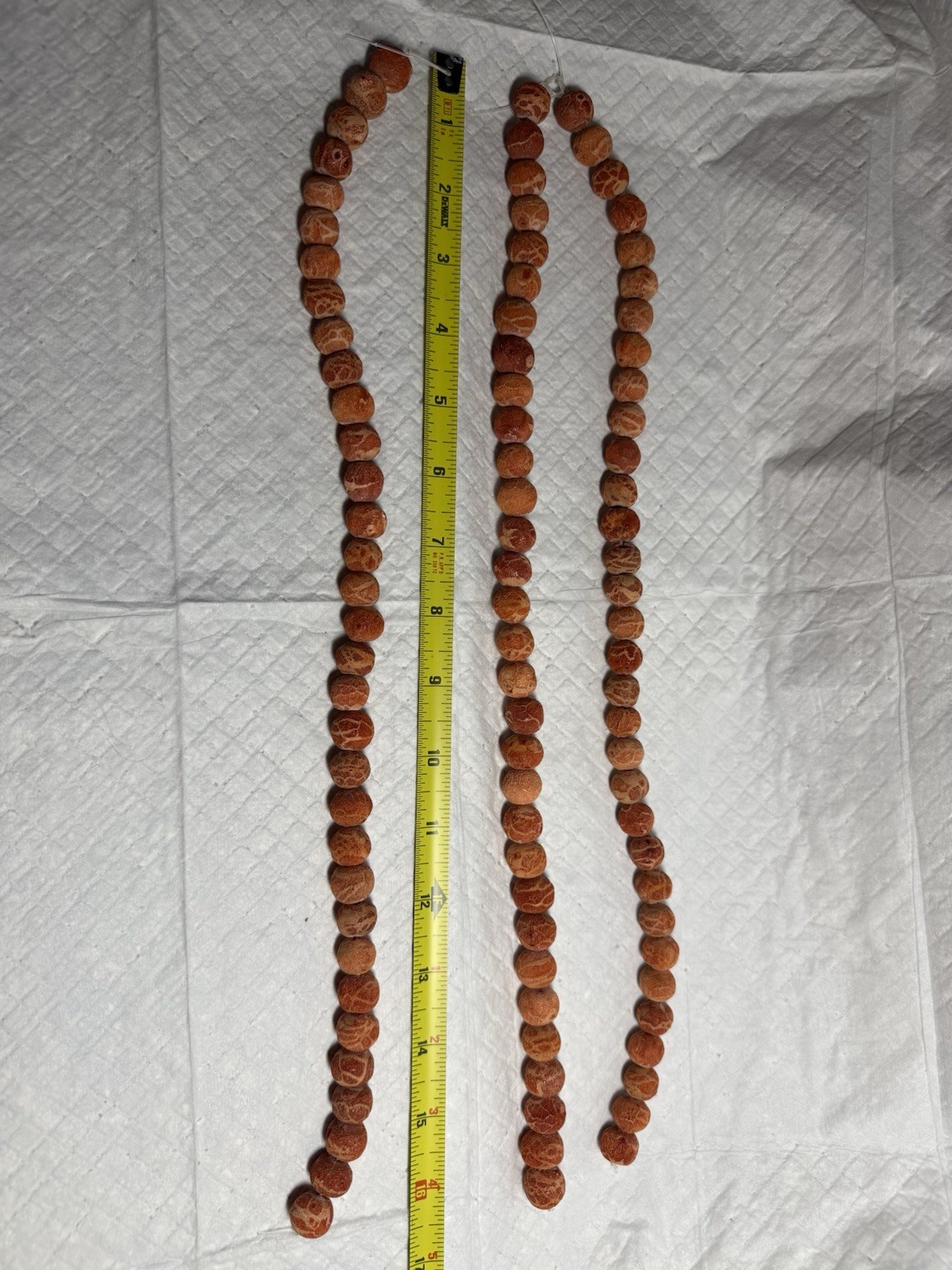 Vintage Sponge Coral Necklace 28″ Natural Strands Salmon Color 3/8″