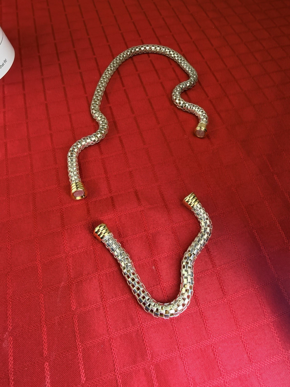 Vtg Convertible Magnetic Omega Mesh Necklace Bracelet Silver Gold Tone