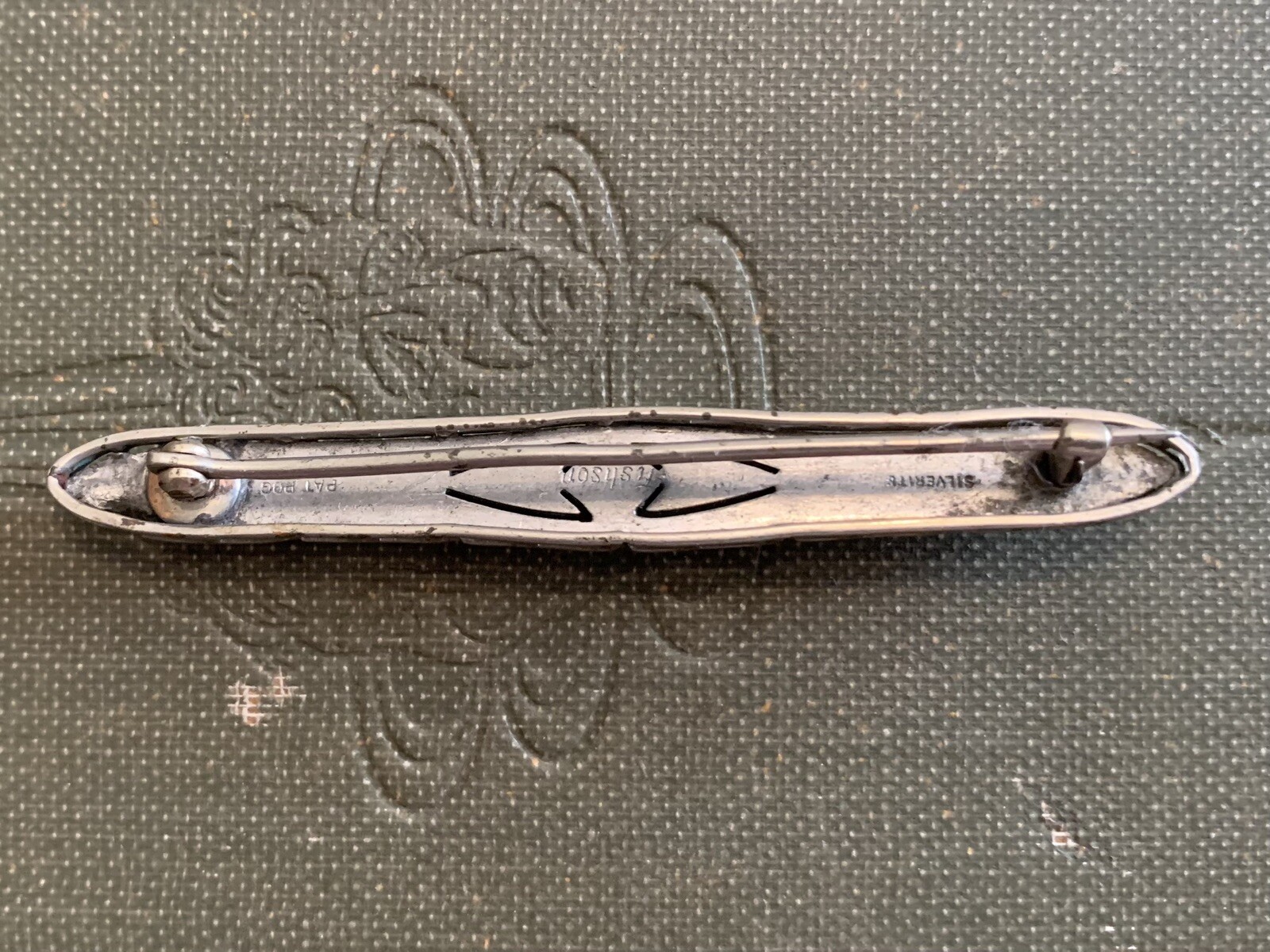 Antique Art Deco Fishson Silverite Rhinestone Bar Pin c.1920’s