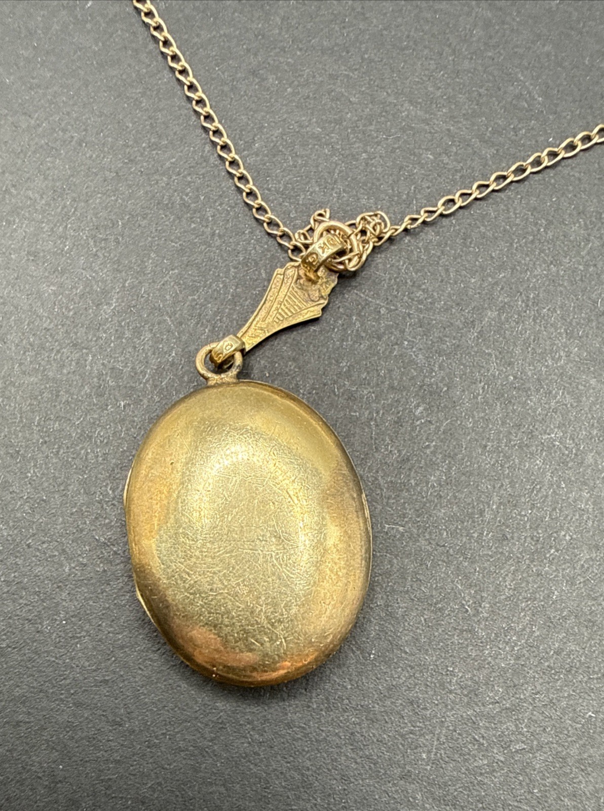 Victorian 10k Gold Filled Locket Necklace Etched Oval 16” B44