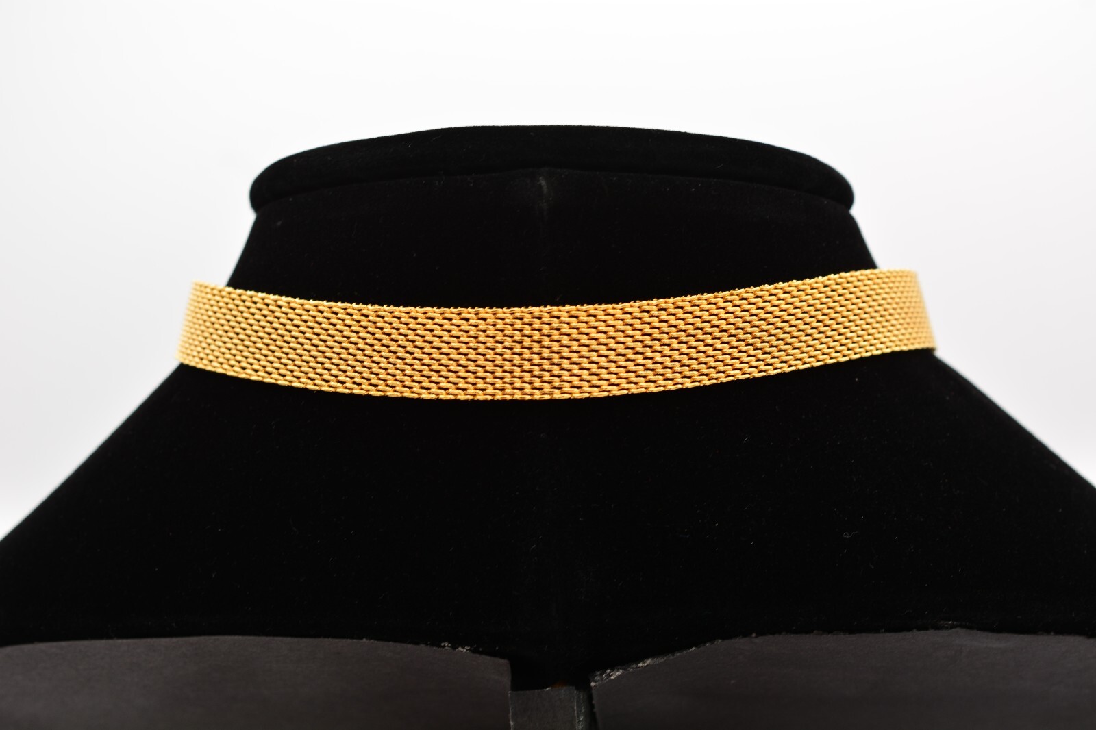 Vintage Choker Necklace Mesh Chain Belt Buckle Collar Gold Chunky NOS 90s Bin4A