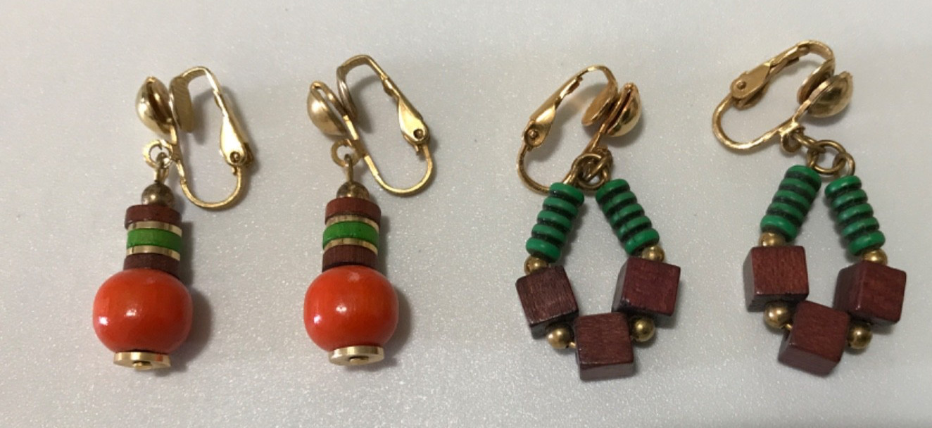 Vintage Unique MOD BOHO Wood Jewelry Necklace,Bracelets ,Earrings, Pins Lot