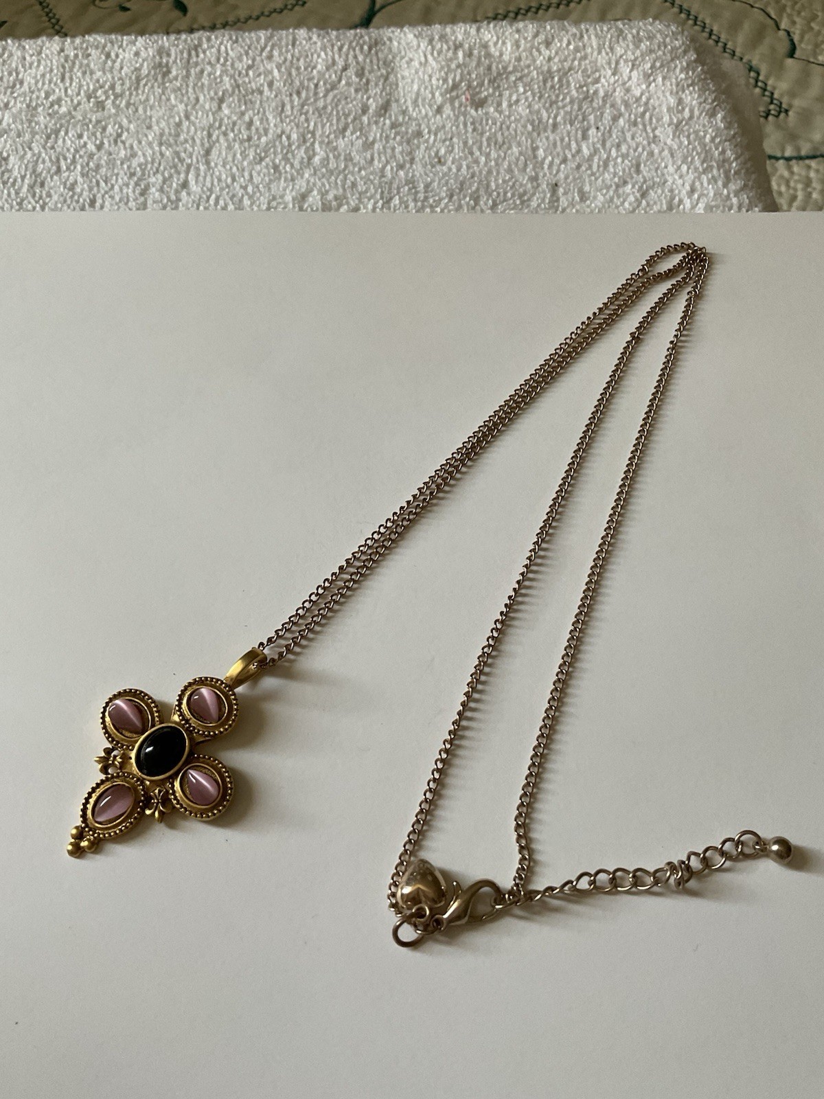 Vintage Goltone Necklace With Cross Pendant 29’ in Chain 2 in X 1.5 in
