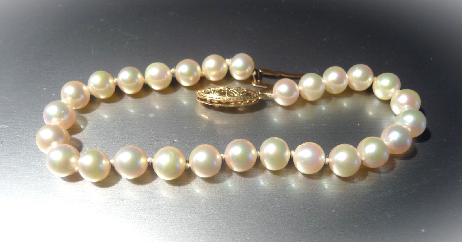 GORGEOUS MIKIMOTO BLUE LAGOON BL 14K 585 CULTURED OCEAN AKOYA PEARL BRACELET!