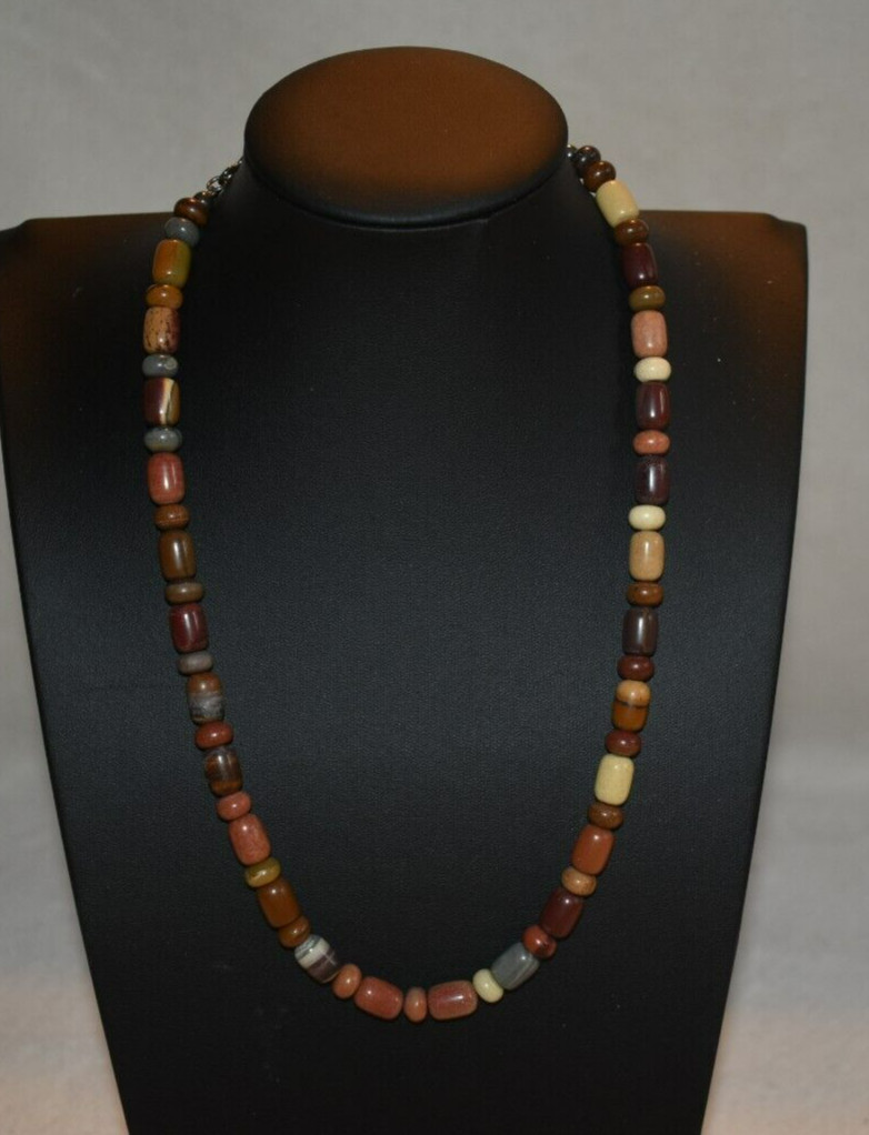 VINTAGE NATURAL STONE NECKLACE 21″ EARTHTONES