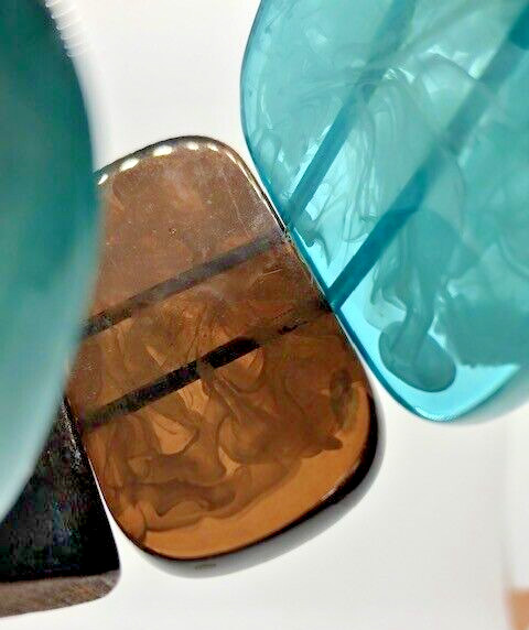 Vintage Multicolor LUCITE and WOOD STRETCH BRACELET 60s 70s