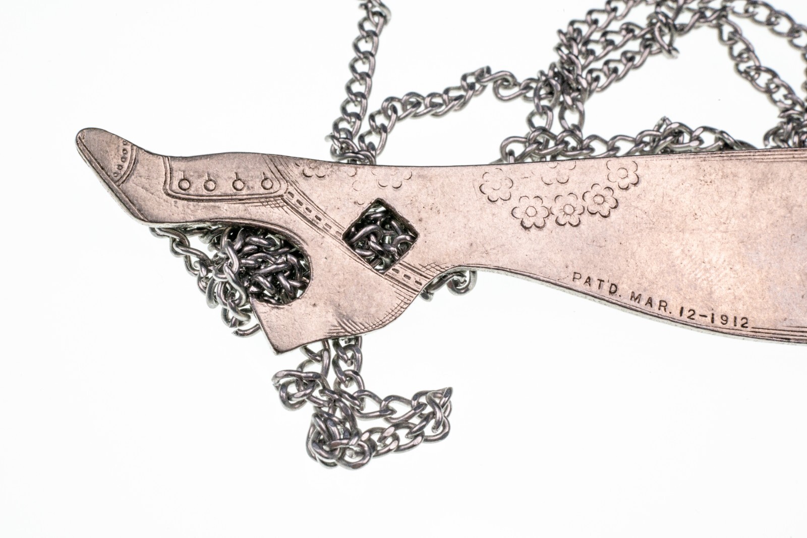 Antique Ladys Leg Bottle Opener Necklace Electric Piano Detroit Sister Clasp USA