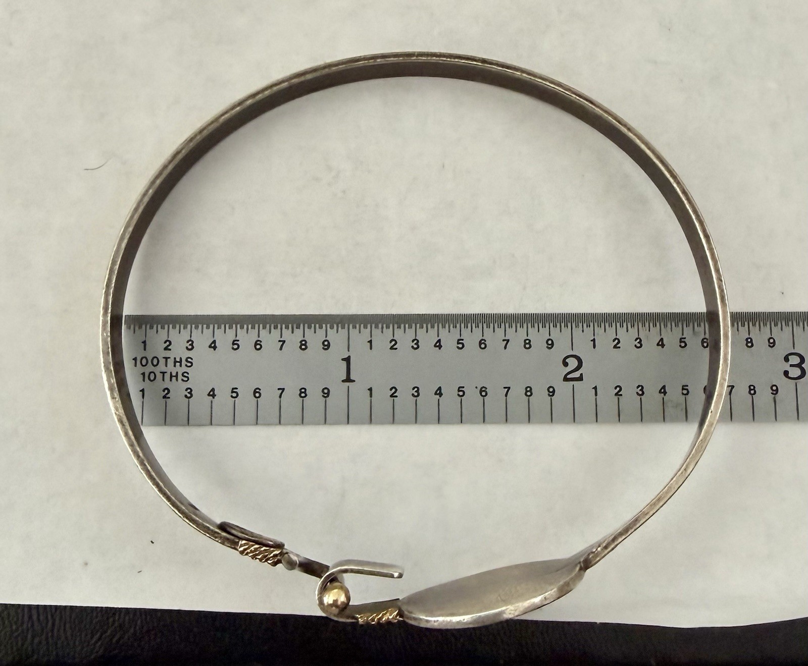 Vintage Rand Paseka Sterling Silver 14k Gold Cherub Guardian Angel Hook Bracelet