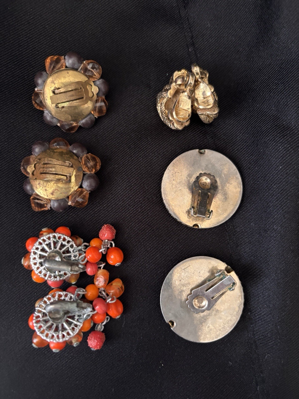Lot of 4 Pairs Vintage Costume Clip On Fashion Earrings 60s – 80s
