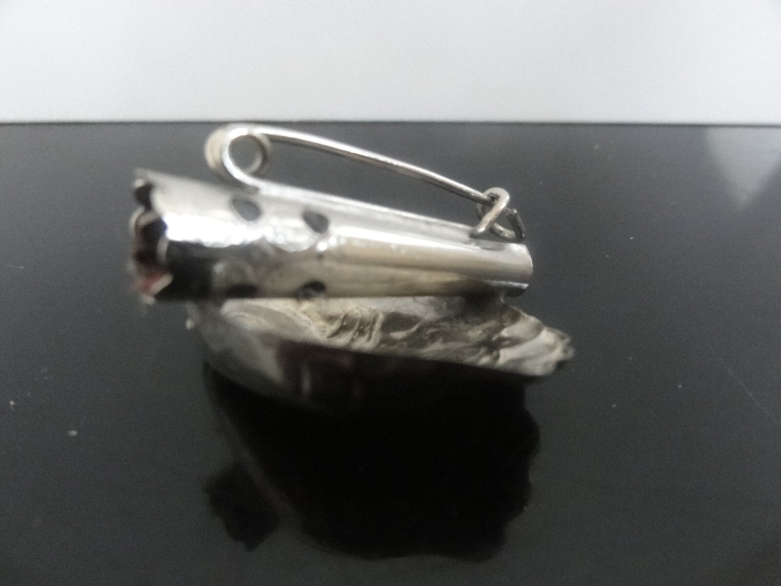Vtg Rare Silver Eagle Head Man Hat Revere Hunt Pin Brooch with Feather Container