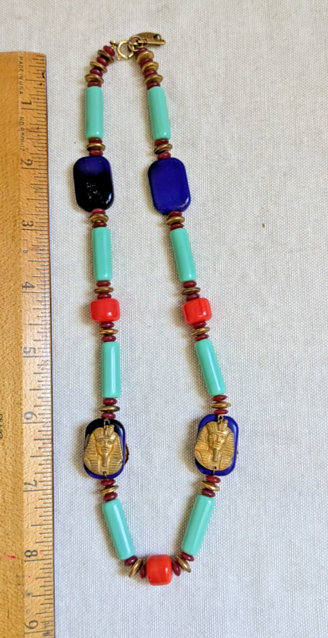 Vintage 17″ Miriam Haskell Egyptian Revival Necklace