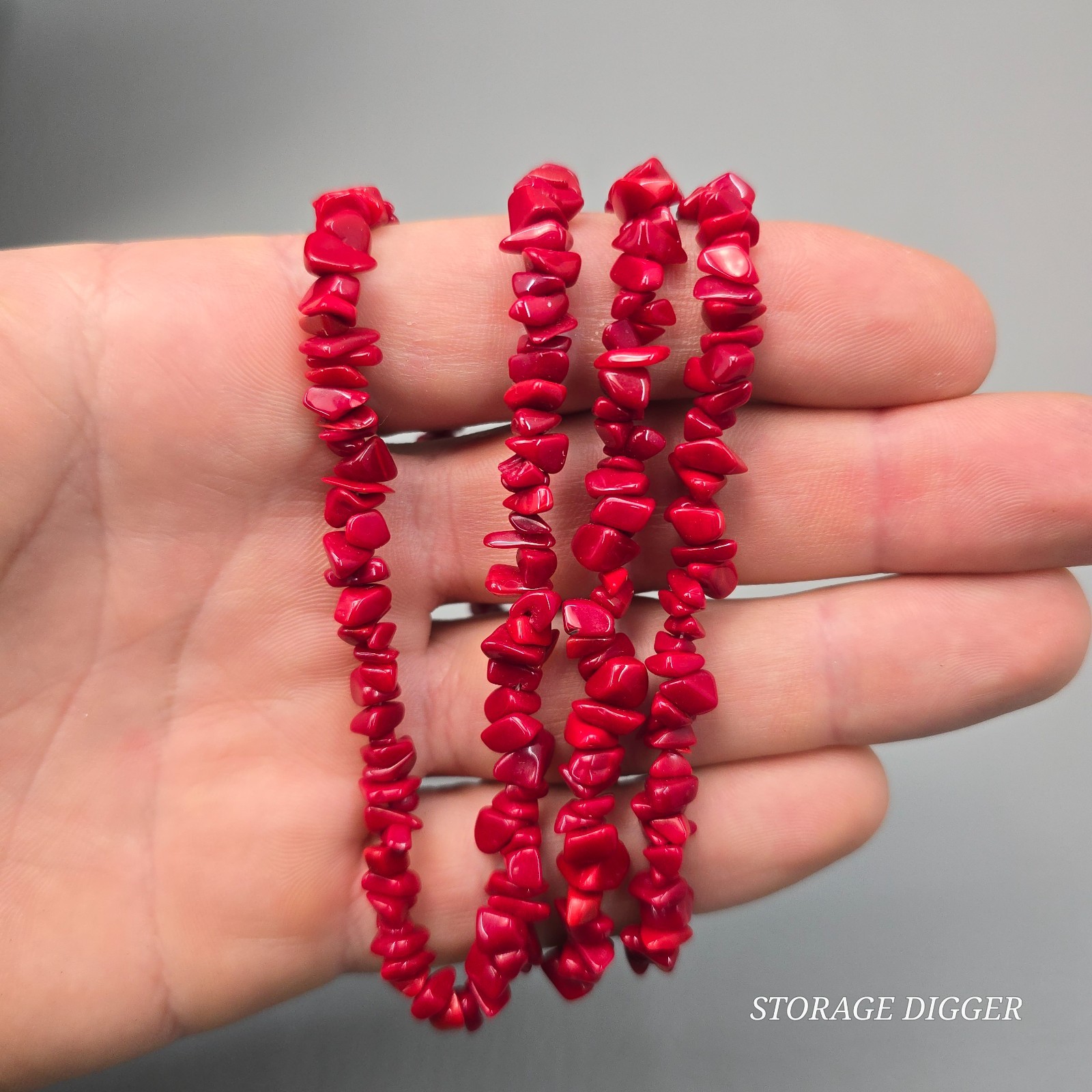 Vintage Handmade Red Coral Beads Necklace 34″ Long