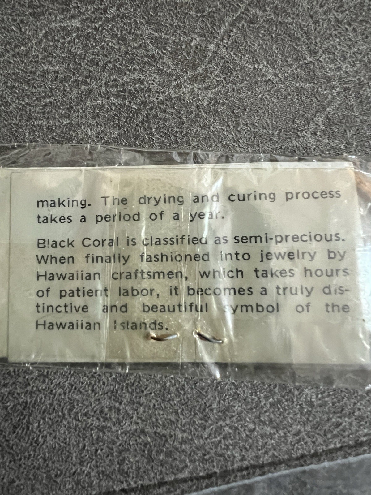 Vintage Hawaiian black coral pendant (in original package)