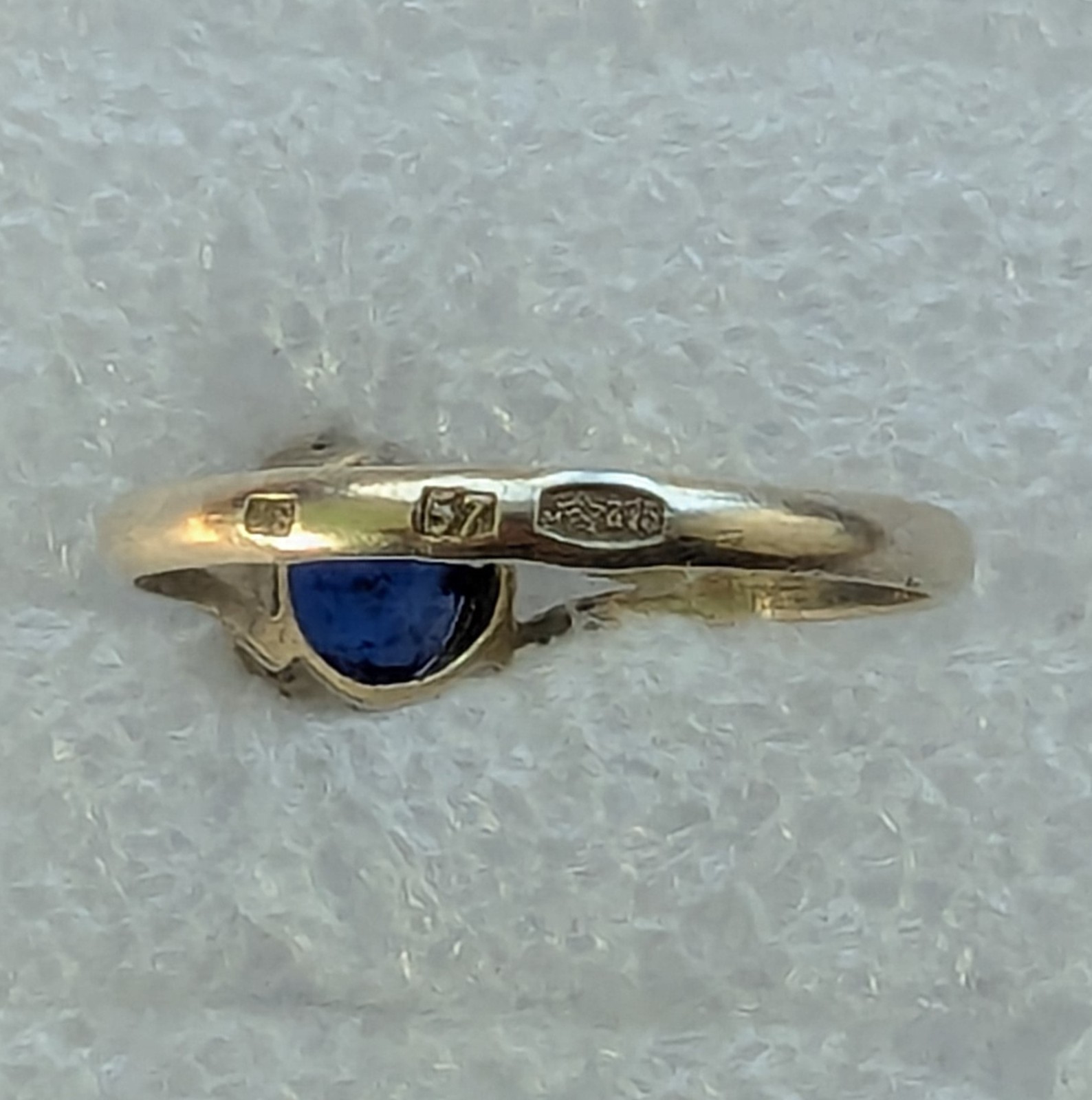 Vintage Soviet USSR ring sterling silver 875 ⭐ Size 10.5 Weight 1.63 g Blue gem.