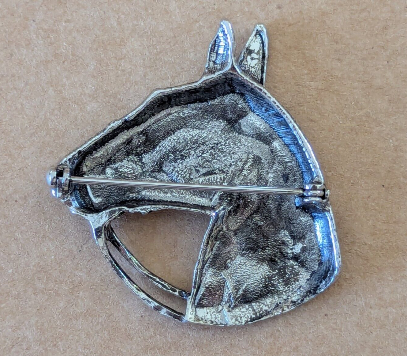 Horse Head Brooch Equestrian Silver Tone Vintage Very Nice!