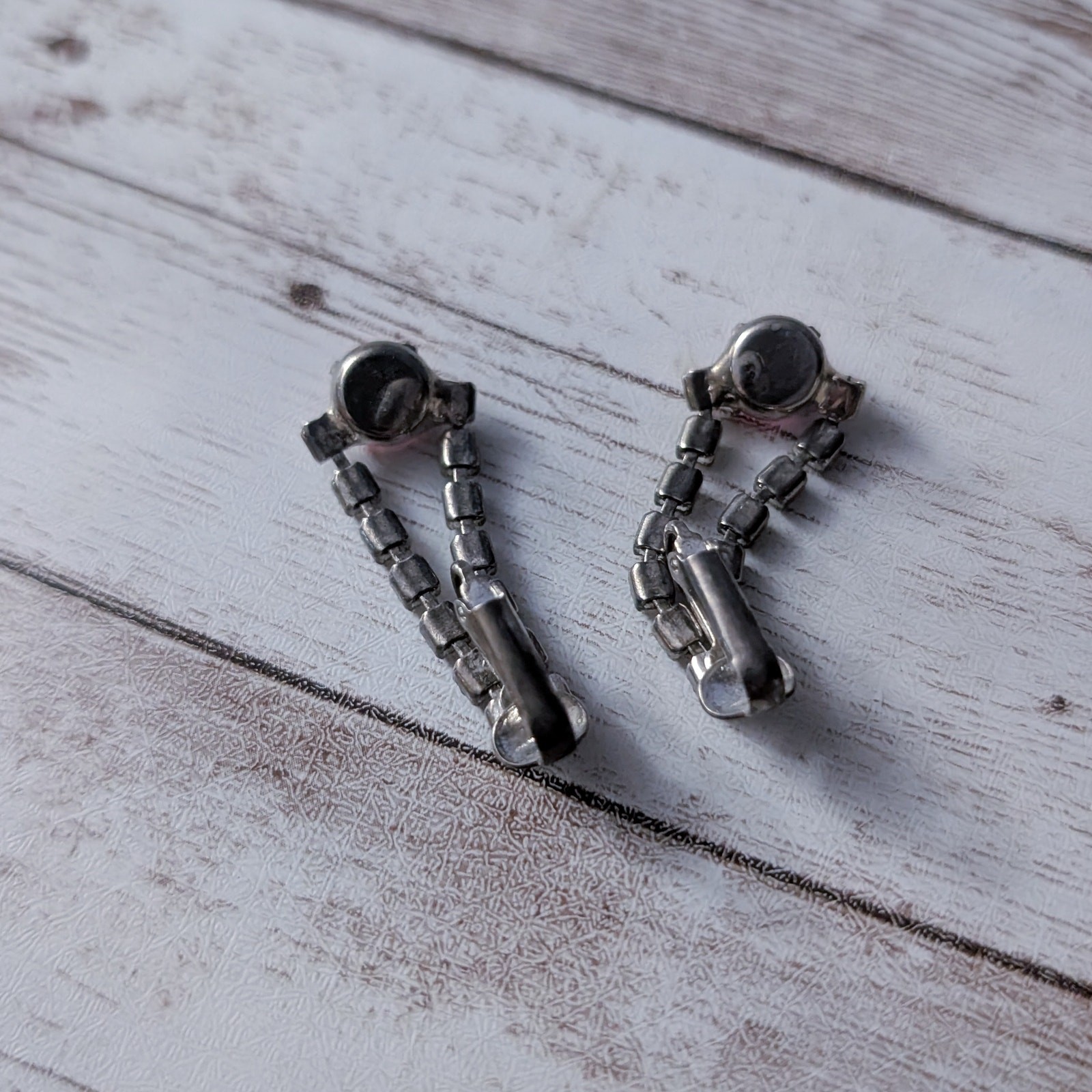 Vintage Clip On Earrings Pink & Clear Gem Dangle – Tarnish to Metal