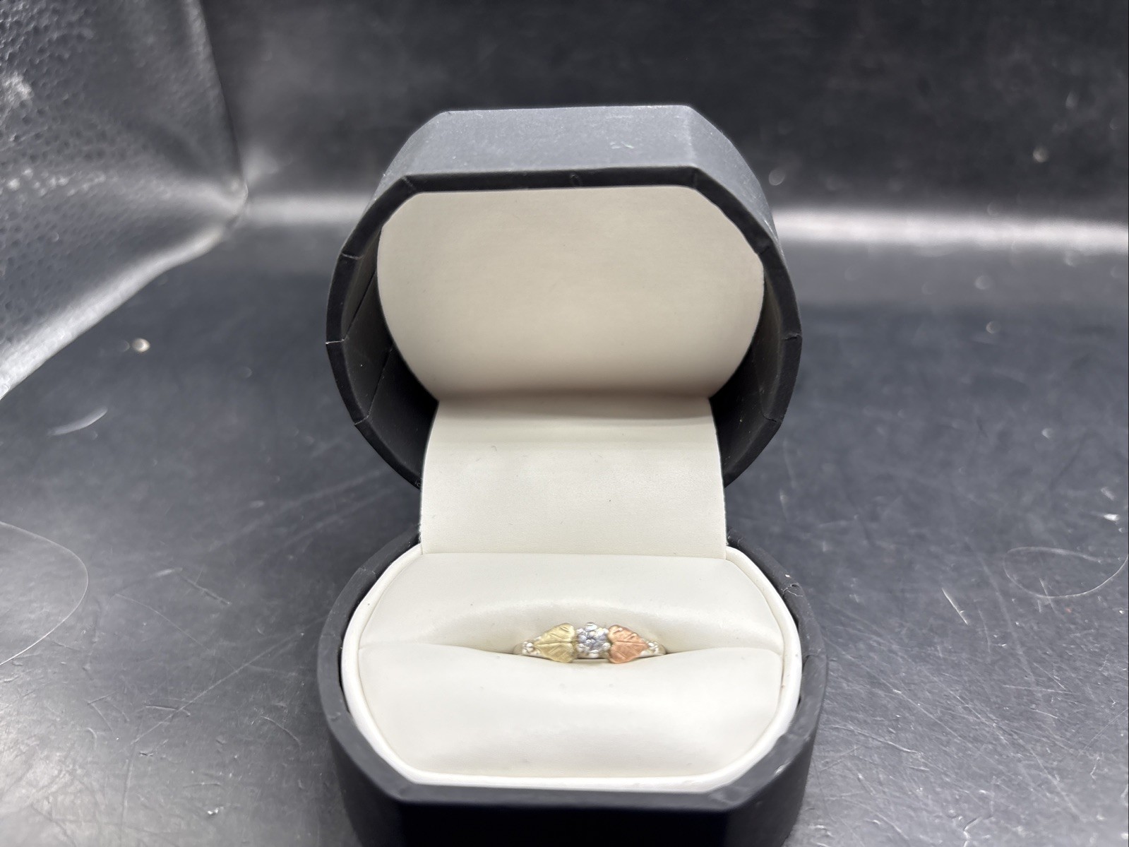 Black Hills Gold 12k & Sterling Cz Ring Size 5