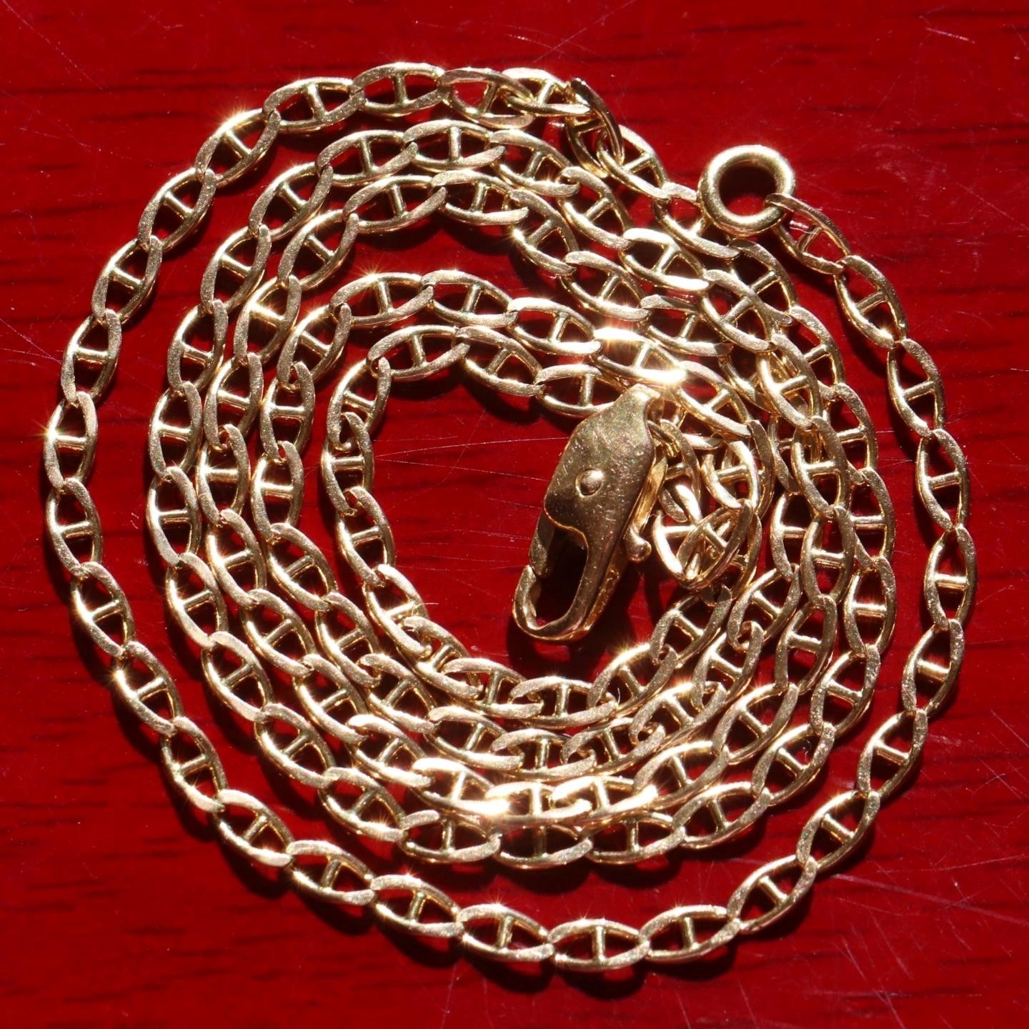 14k yellow gold necklace 18.75″ anchor / mariner link chain vintage 4.25gr N3642