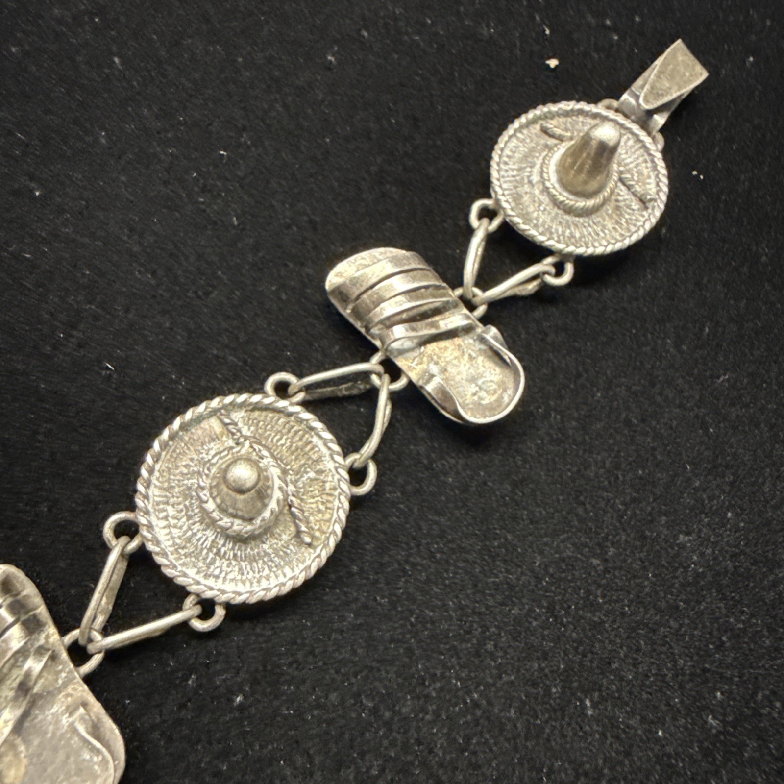 980 Silver Mexican Sombrero & Sandal Bracelet