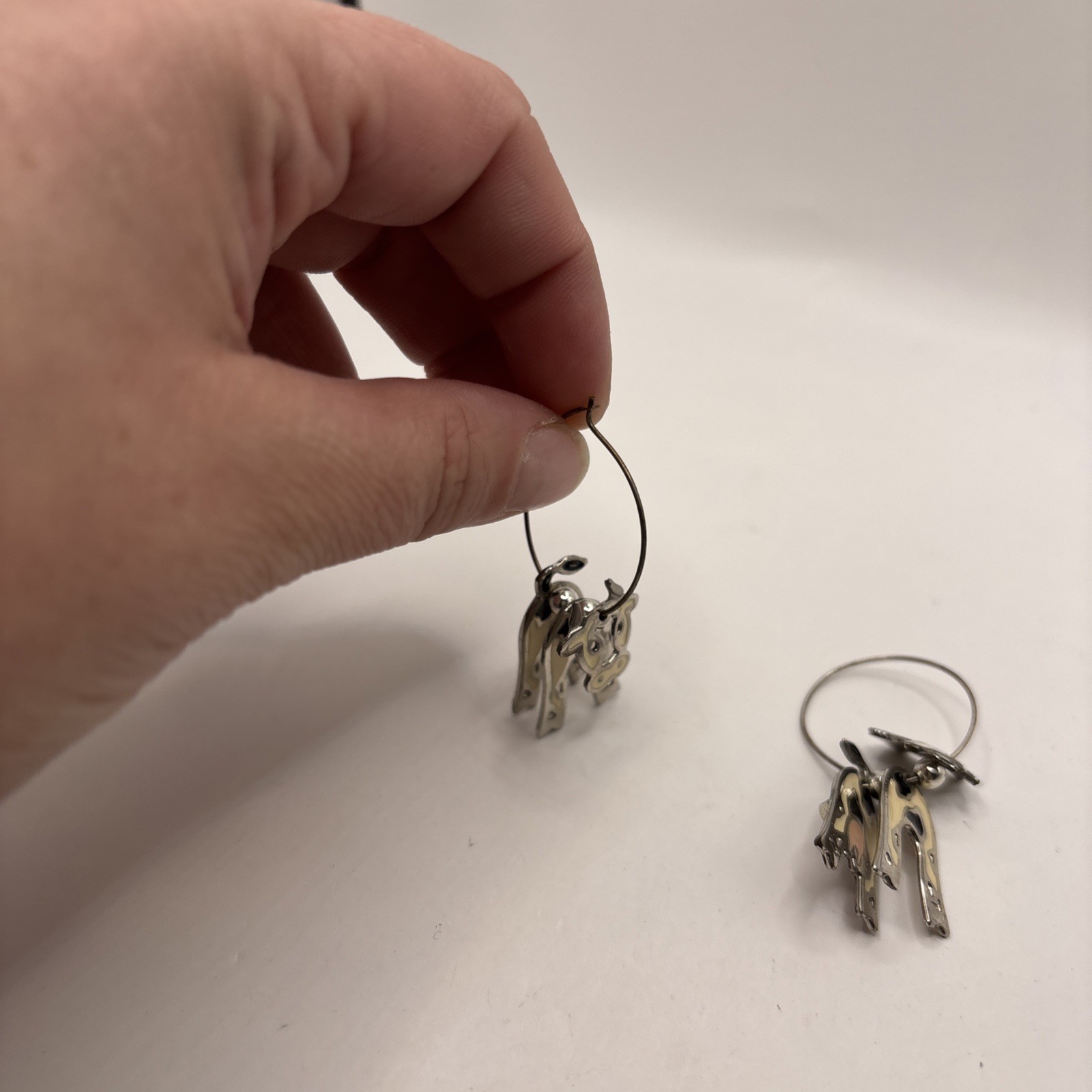 Funky Edgar Berebi Vintage Cow Enamel Earrings whimsical cloisonne style hoops