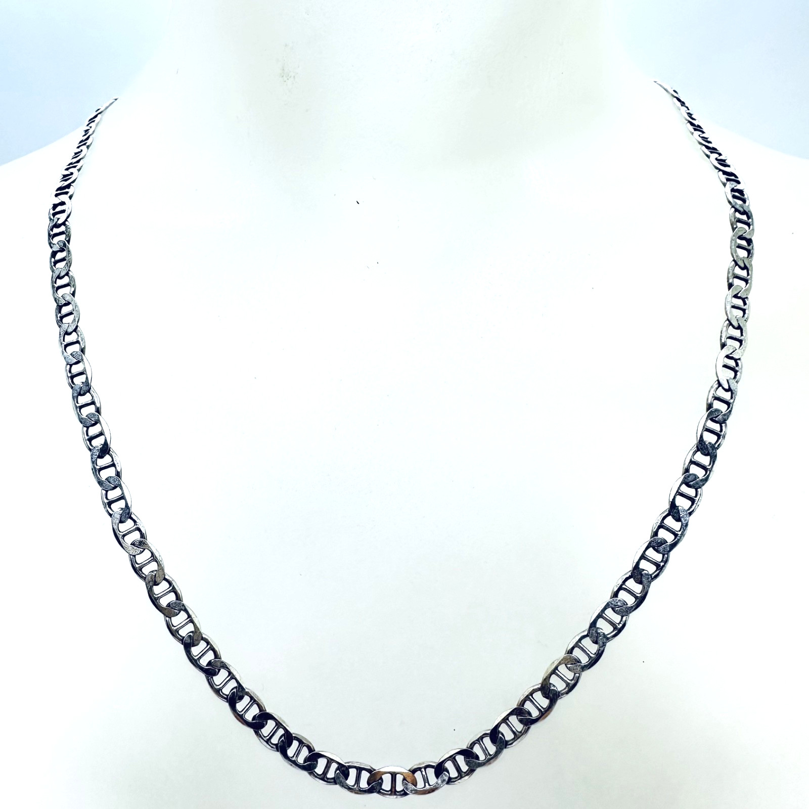 VINTAGE 925 STERLING SILVER MARINER LINK CHAIN NECKLACE 20 1/4″