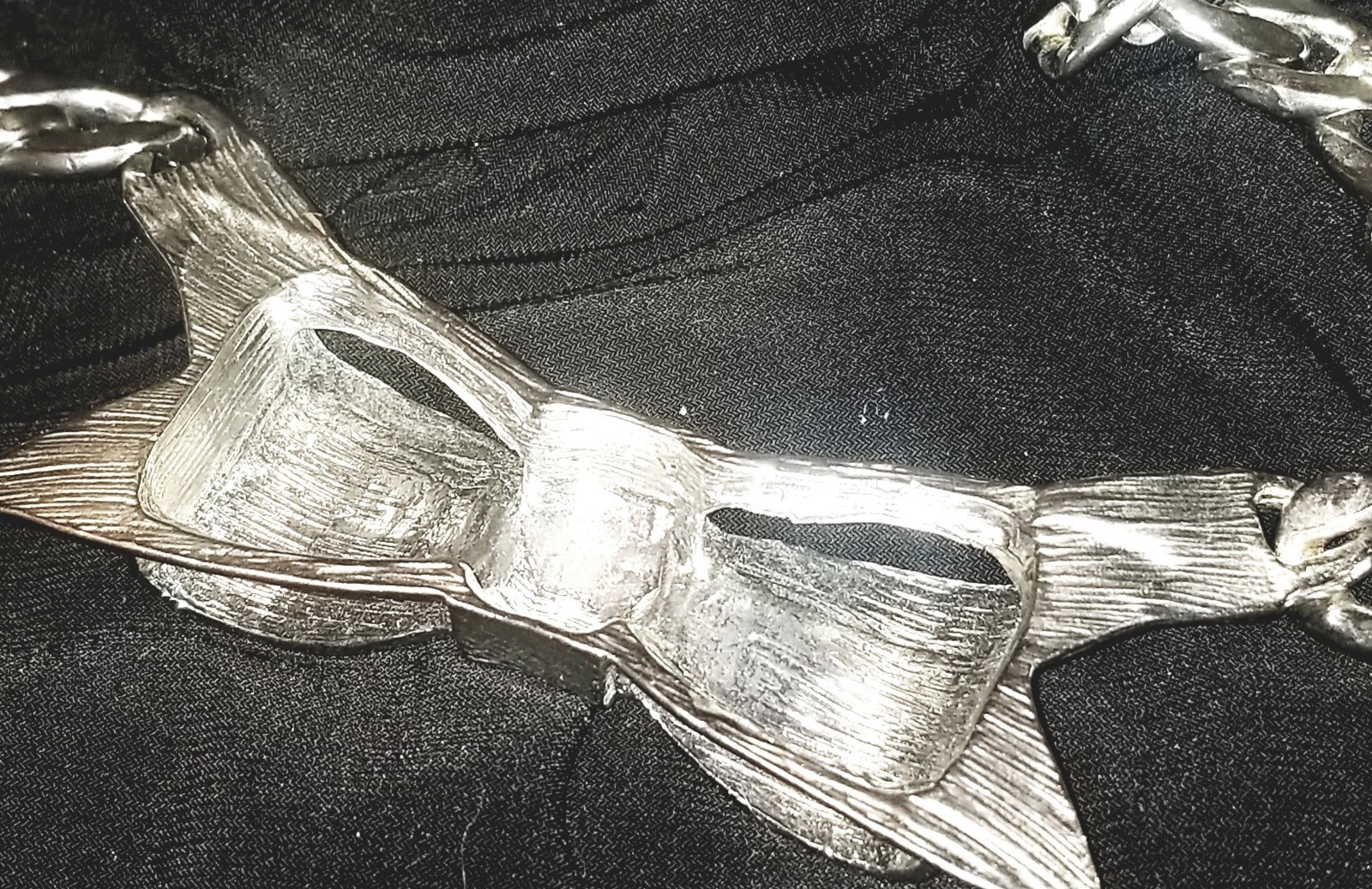 Heavy Silver Chain Necklace,”Lucia Of New York”, Bow Tie Choker, 18″ Adjustable