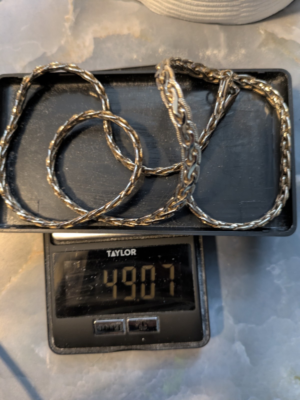 Heavy Vintage 14K Gold-Filled Woven Wheat Chain Necklace – 24 Inches, 49.07g