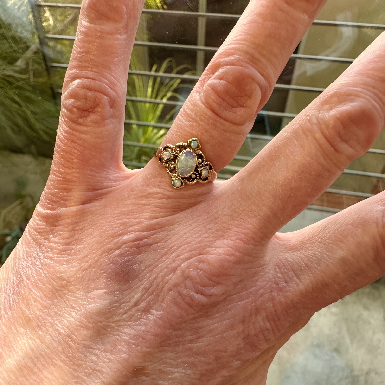 Petite & Very Old Opal Ring in 14K Gold, Size 5 & Just 1.6 Grams