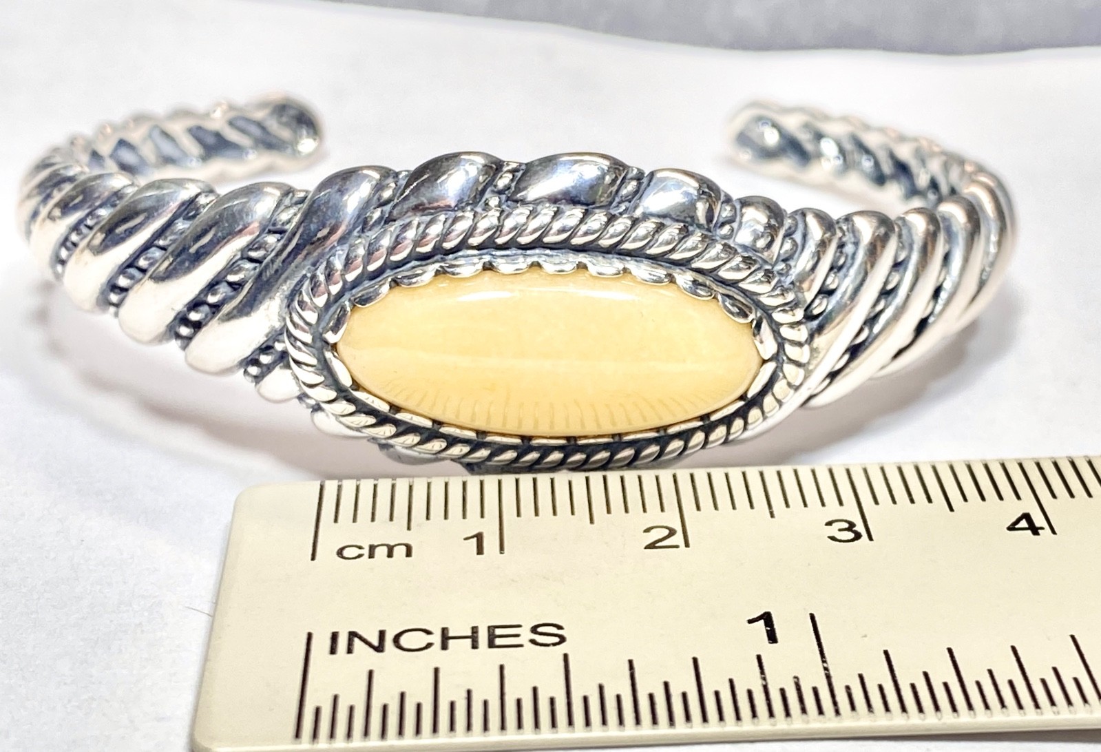 Vintage Sterling Silver Caramel Quartzite Carolyn Pollack Cuff Bracelet 2 3/8″