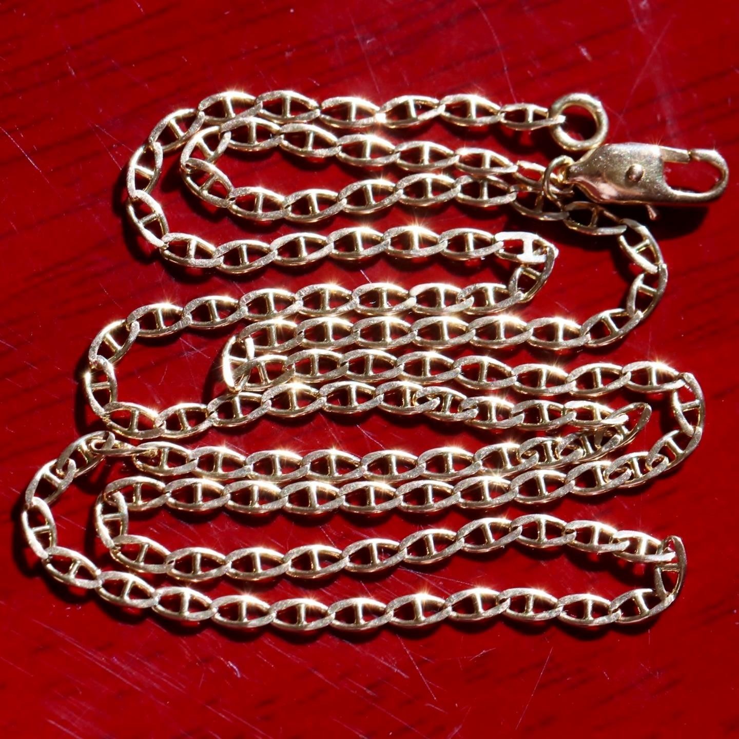 14k yellow gold necklace 18.75″ anchor / mariner link chain vintage 4.25gr N3642