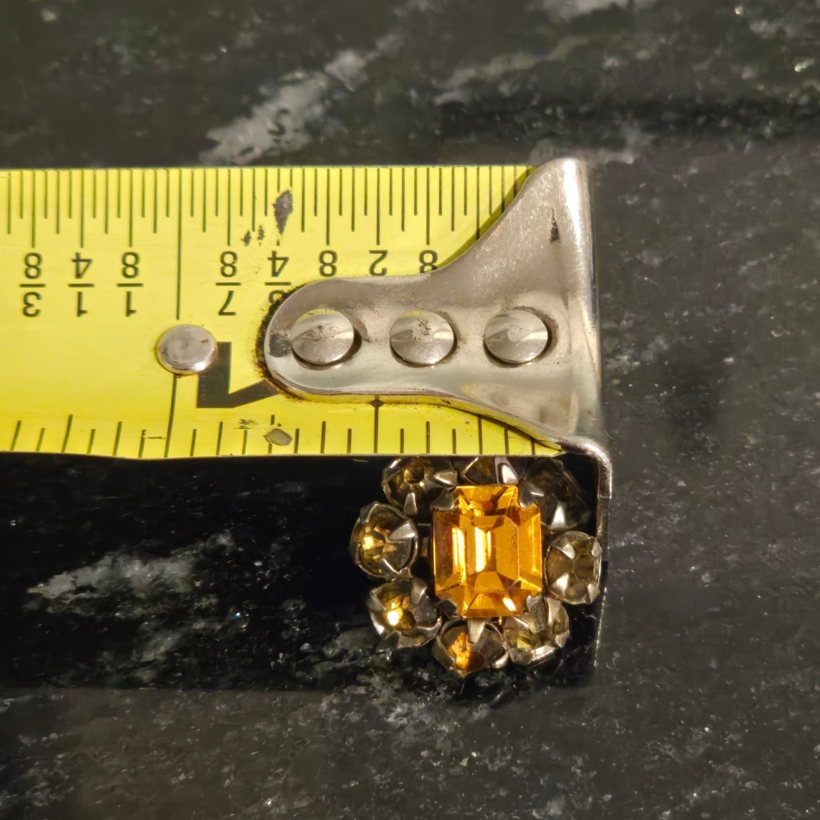 Vintage Amber Rhinestone Brooch Topaz Crystal Cluster Pin jewelry mini Sparkle