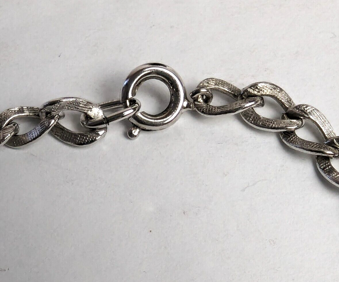 Vintage Sterling Silver Textured Link Starter Charm Bracelet 7.25” VERY NICE