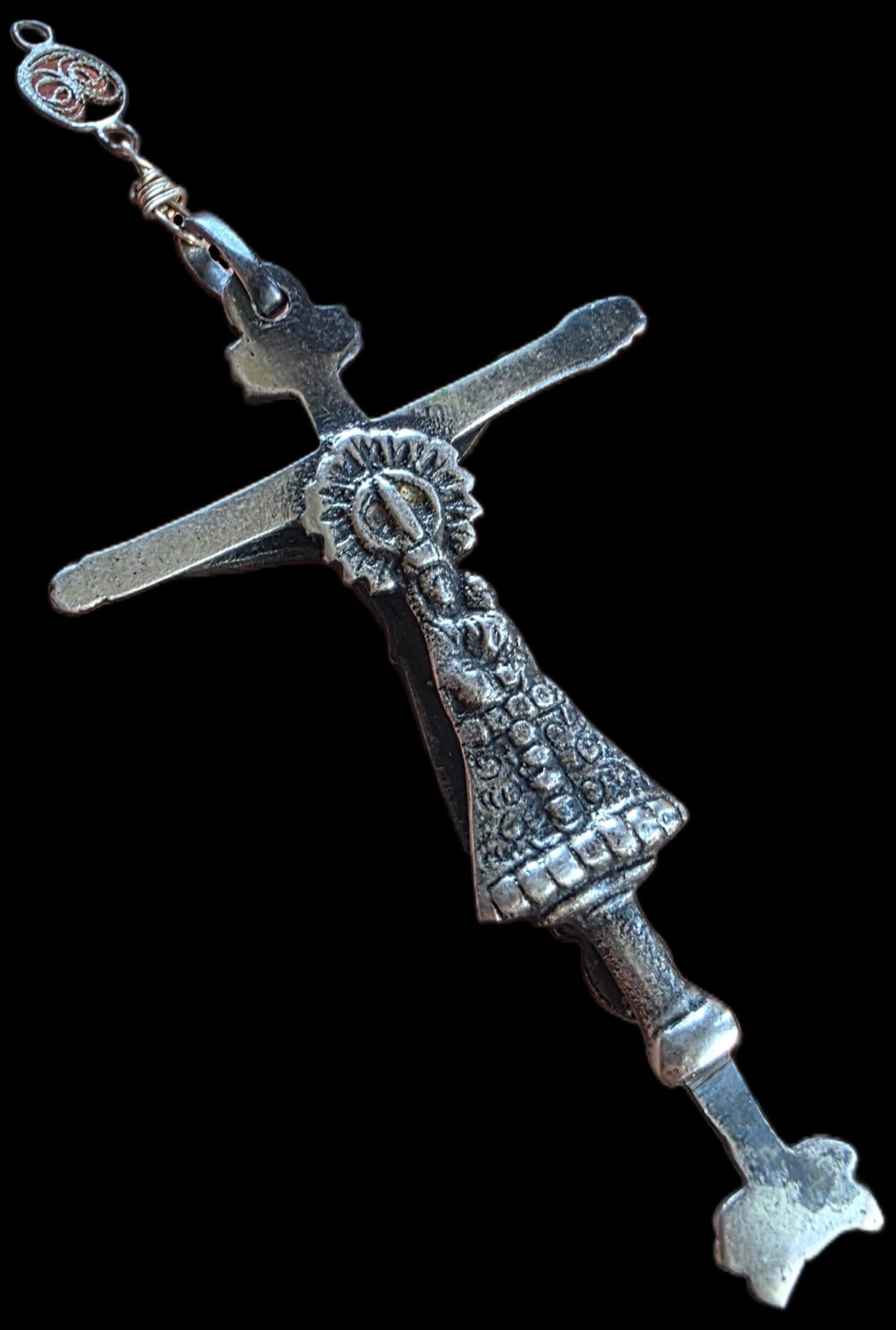 Fine Antique 18Th Century Silver Double Sided Virgin Mary Jesus Pendant C 1700