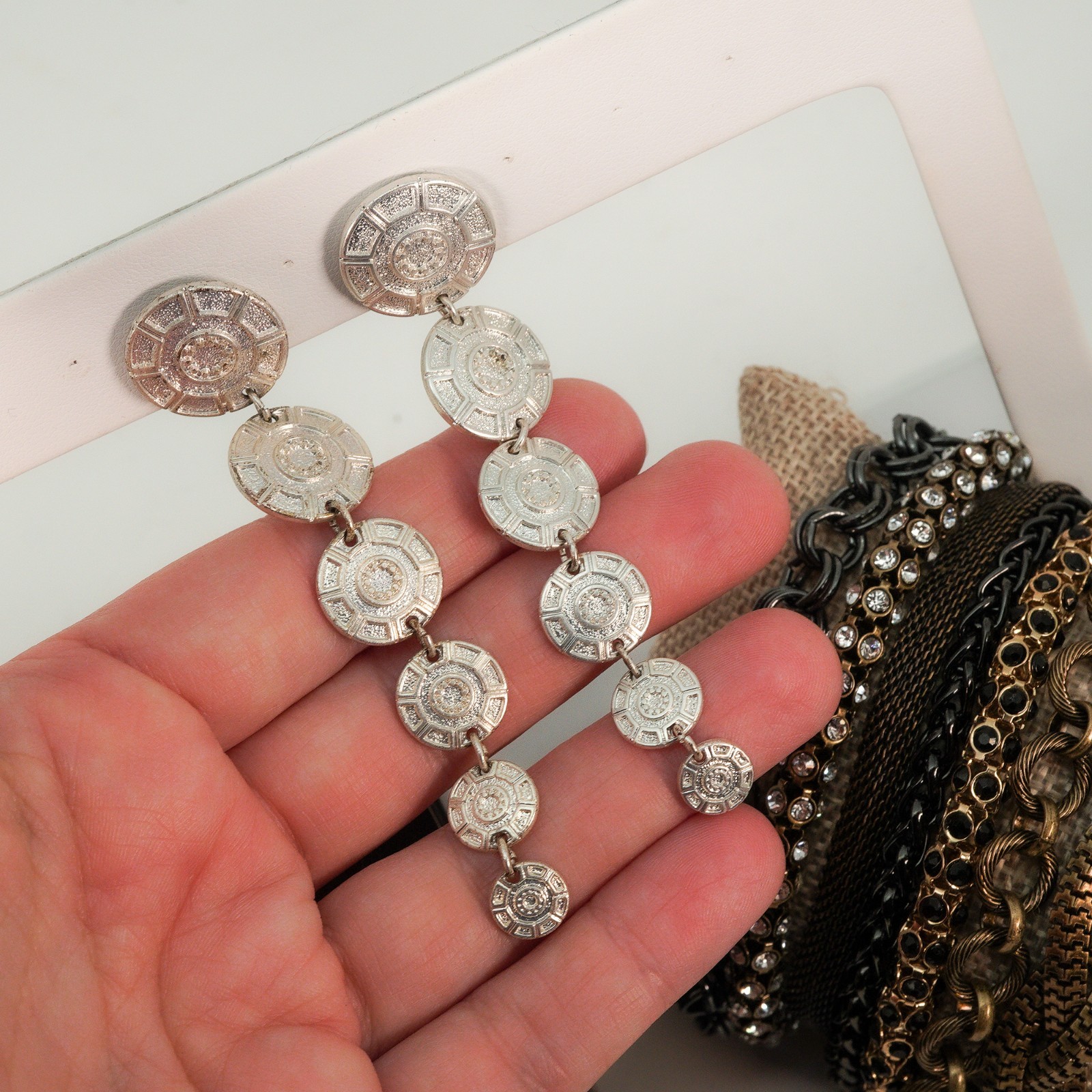 Mark by Avon Jewelry Set Earrings Bracelet New Silvertone Chain Y2K 2000s Boxed
