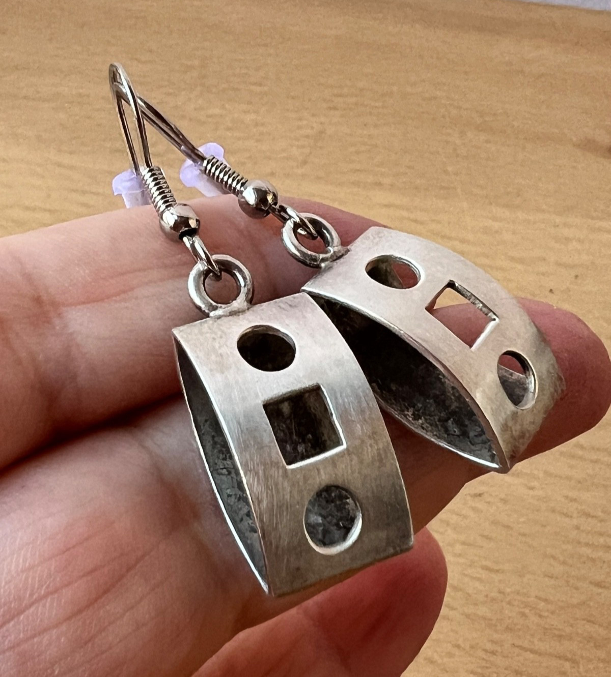 VINTAGE DESIGNER FORBES 925 STERLING SLVER GEOMETRIC DANGLE DROP EARRINGS UNIQUE