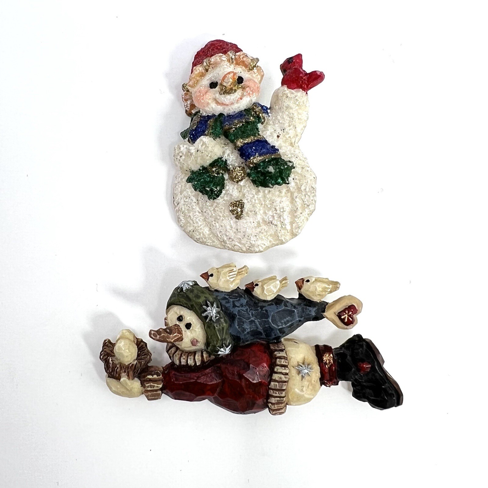 Vintage Mixed CHRISTMAS PIN Lot of 7 Ceramic Wood Plastic SLED TREE HEART SNOW