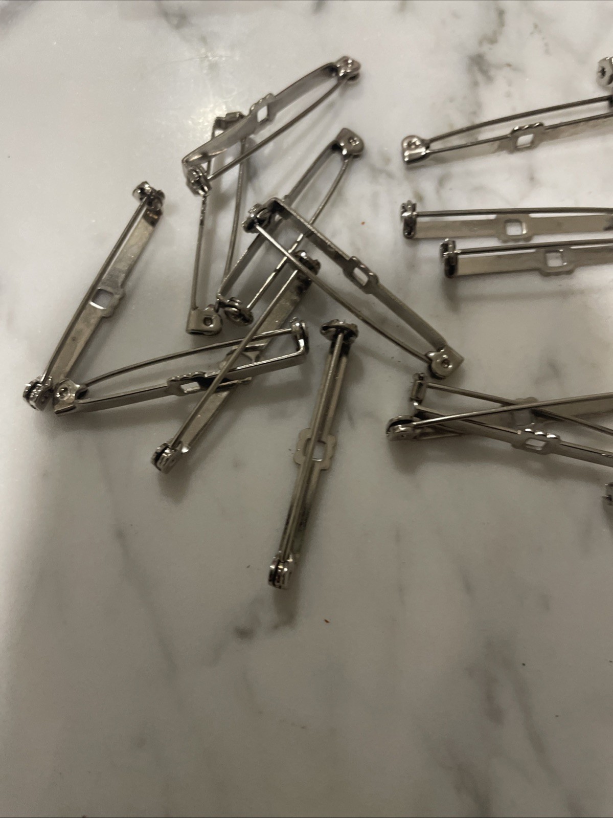 20 Vintage Silver Tone 39mm Pin Back Assembly