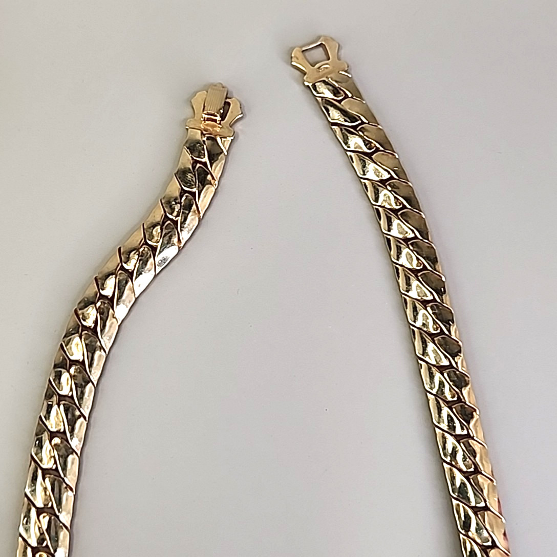 Vintage Cuban Chain Necklace 1 cm Gold Tone 16″