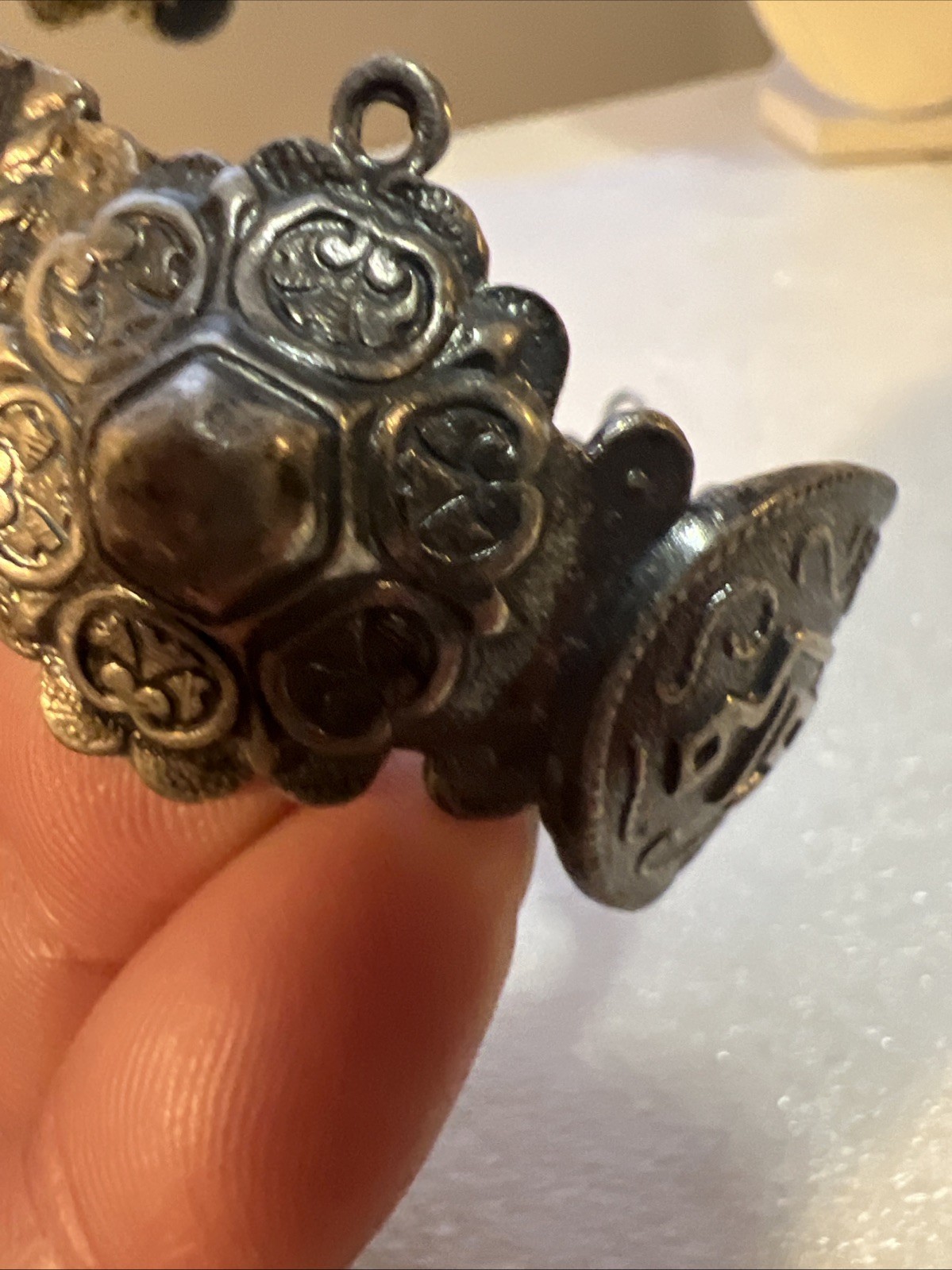 Antique Silver Islamic African Hinged Kabyle Argent Berbère Bracelet