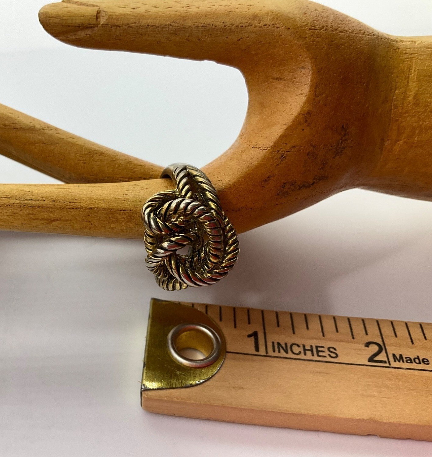 Vintage Knotted Rope Nautical Coastal Ring Antique Gold Tone Sz 6.5