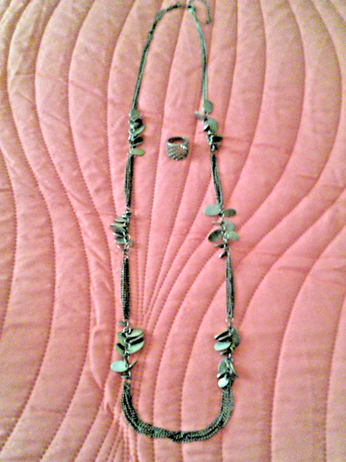 Vintage Bronze Tone 35″ Necklace Ring Size 6
