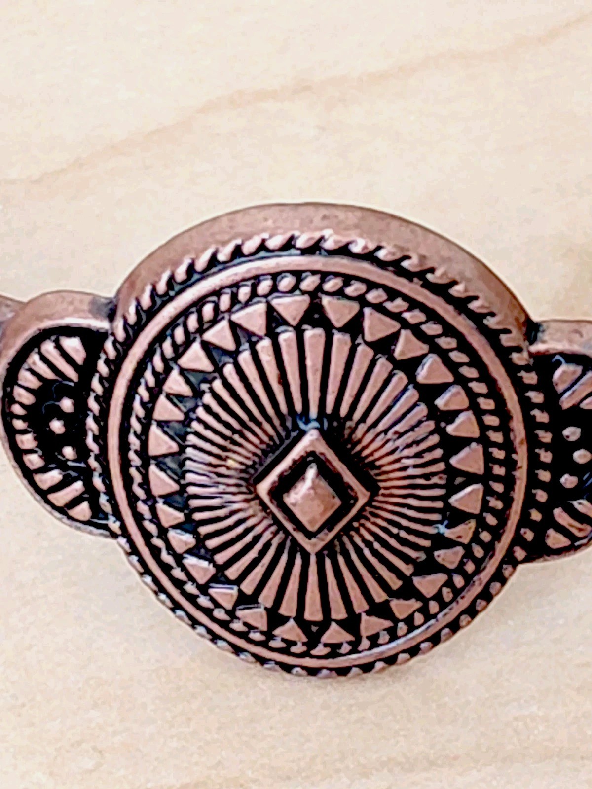 Intricate Copper Cuff Bracelet- Fits Wrist Size 7