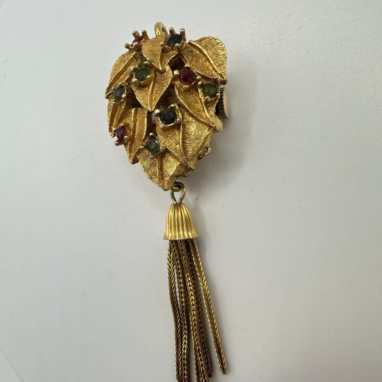 Sheffield vintage gold real ruby sapphire emerald manual automatic watch pendant