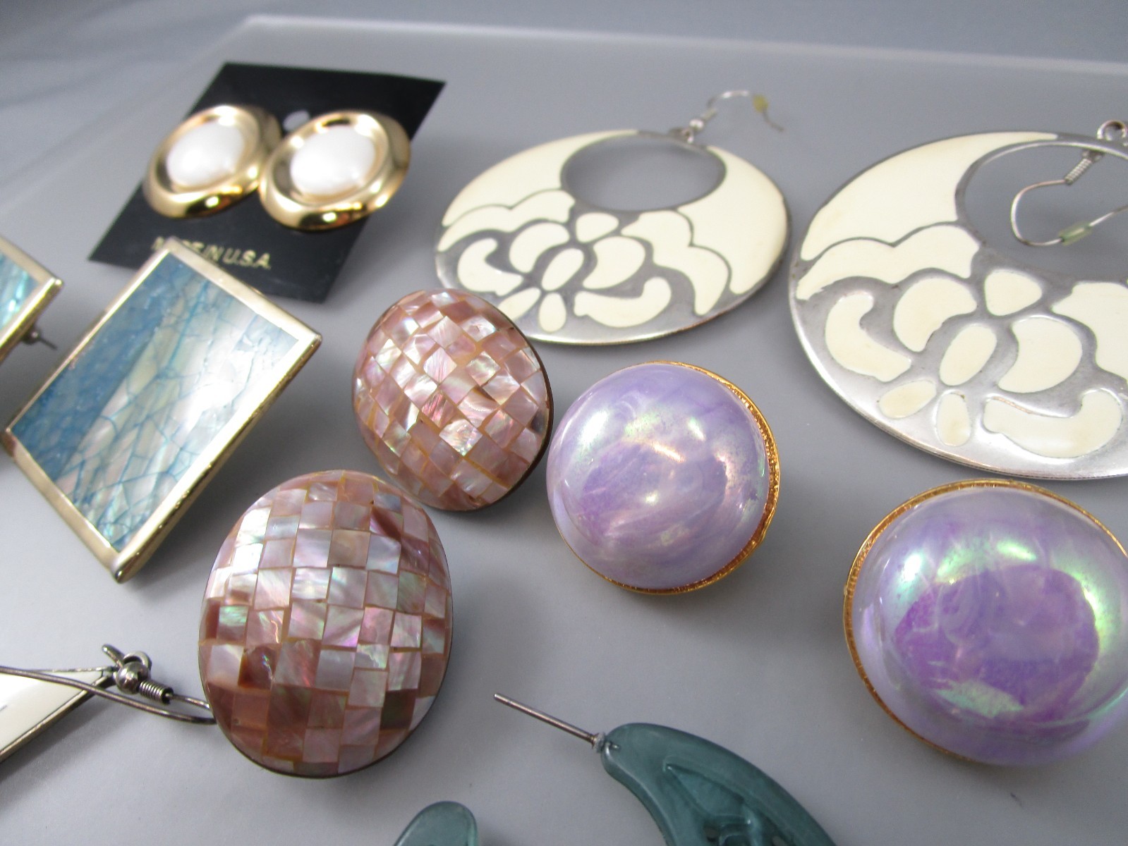 Vtg Mod Retro Varying Colors & Multi Styles LOT of 7 Post Pierced Earrings 151V